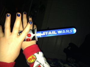 Blue Light Saber and Nails